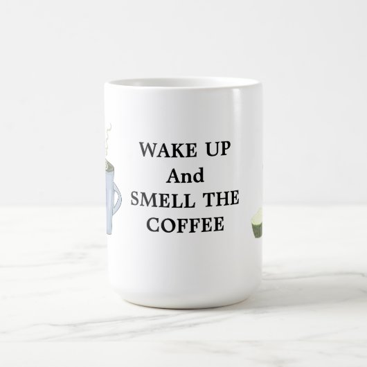 目覚めてコーヒーの匂いを嗅ぐ コーヒーマグカップ (中央)