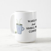 目覚めてコーヒーの匂いを嗅ぐ コーヒーマグカップ (正面左)