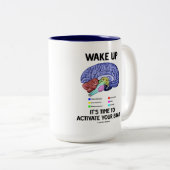 目覚めて下さいそれをありますあなたの頭脳(ユーモア)を活動化させる時間が ツートーンマグカップ (正面右)