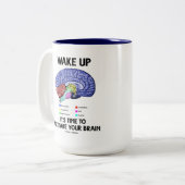 目覚めて下さいそれをありますあなたの頭脳(ユーモア)を活動化させる時間が ツートーンマグカップ (正面左)