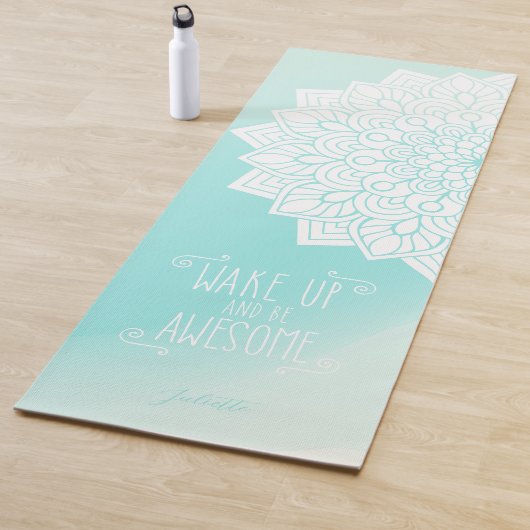 目覚めて引用文 |カスタム文字青 ヨガマット (インサイチュ)