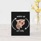 目覚めて 馬鹿みたいに泣くバナナ猫ミーム カード (黄色い花)