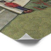 目覚めるクリスマスかわいい子どもイラストレーション ポスター (角)