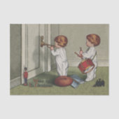 目覚めるクリスマスかわいい子どもイラストレーション 薄葉紙 (正面)