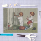 目覚めるクリスマスかわいい子どもイラストレーション 薄葉紙 (クラフト)