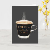 目覚めるコーヒーの香り誕生日 カード (黄色い花)