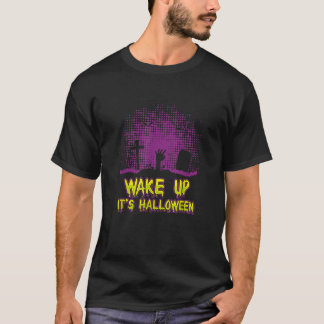目覚めるハロウィーンゾンビハンド墓 Tシャツ