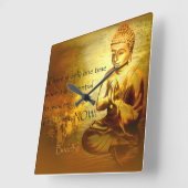 目覚める時間…仏引用文時計 スクエア壁時計 (傾斜)