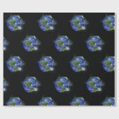 目覚める青と緑のデジタルアートガイアはっきりした ラッピングペーパー (フラット)