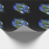 目覚める青と緑のデジタルアートガイアはっきりした ラッピングペーパー (角)