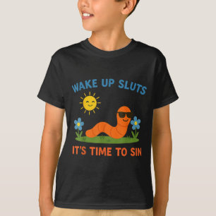 目覚めろ!罪を犯す時が来た 面白い大人ユーモア ワーム Tシャツ