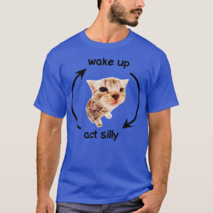 目覚め間抜け猫おもしろい猫 Tシャツ
