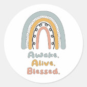目覚め、生き賛美やる気を起こさせるて、虹 ラウンドシール (正面)