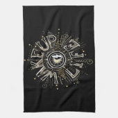 目覚感動的め4ライフ引用文イラストレーション キッチンタオル (縦)