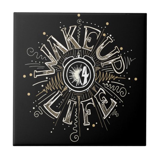 目覚感動的め4ライフ引用文イラストレーション タイル (正面)