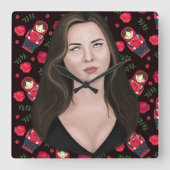 目転が スクエア壁時計 (正面)