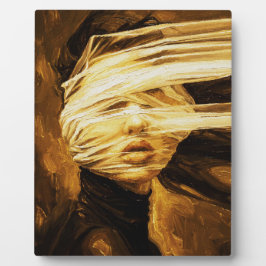 目隠しされた女性 – 超現実主義のオイルアート フォトプラーク
