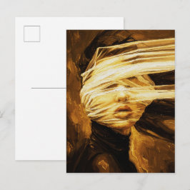 目隠しされた女性 – 超現実主義のオイルアート ポストカード