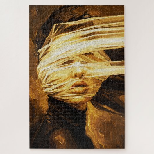 目隠しの女性 – 超現実主義のオイルアート ジグソーパズル (縦)