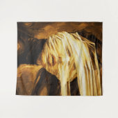 目隠しの女性 – 超現実主義のオイルアート タペストリー (正面(横))