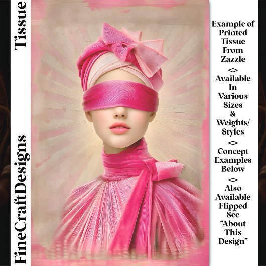 目隠し女性、ピンクスカーフDH9Rデコページ 薄葉紙