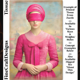 目隠し女性、ピンクドレスDH8Rデコページ 薄葉紙