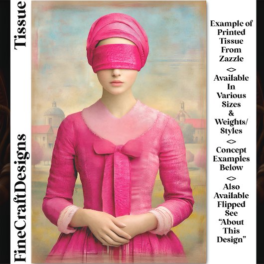 目隠し女性、ピンクドレスDH8Rデコページ 薄葉紙