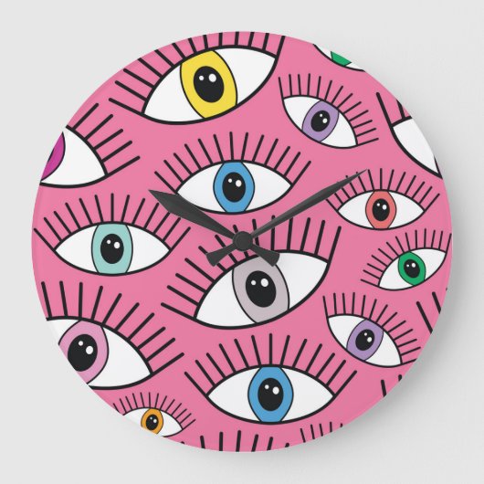 目：カラフル魔法の神秘的な背景 ラージ壁時計 (正面)