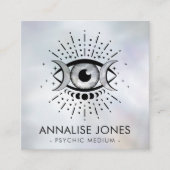 目 – トリプルムーン – ブラック&パール スクエア名刺 (正面)