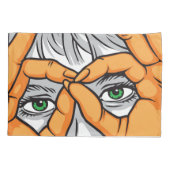 目、手、および表現顔：フレーミング美しい 枕カバー (裏面)