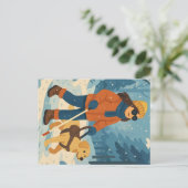 盲導犬と冬の散歩 – はがき (スタンド正面)