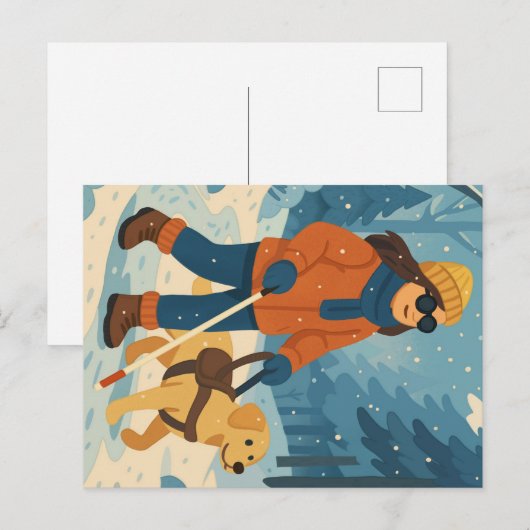 盲導犬と冬の散歩 – はがき (正面/裏面)