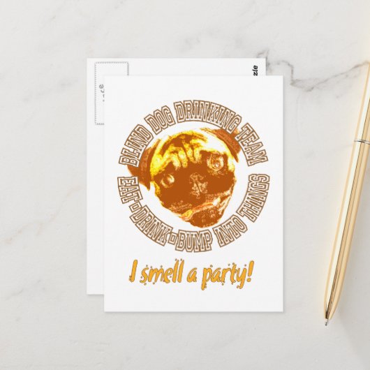 盲導犬の飲みチーム垂直 ポストカード (正面/裏面インサイチュ)