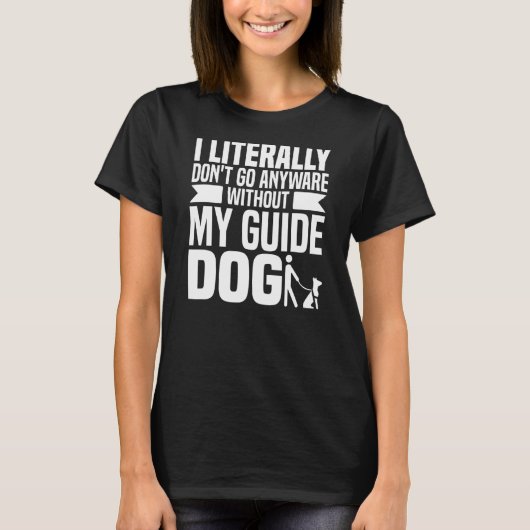 盲導犬 – 盲目点字視覚障害者ブラインド Tシャツ (正面)