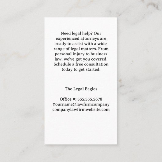 盲法 |弁護士 |法律 |法律 予約カード (裏面)