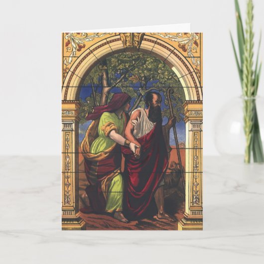 盲目のトビットと妻のアナ，ヴィンテージ宗教 カード (正面)