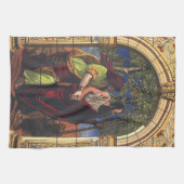 盲目のトビットと妻のアナ,ヴィンテージ宗教 キッチンタオル (横)