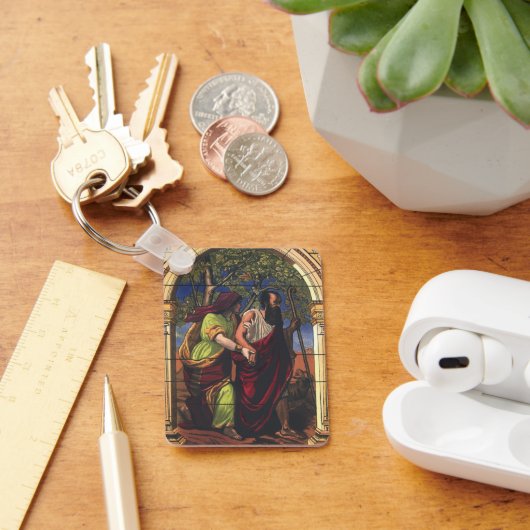 盲目のトビットと妻のアナ,ヴィンテージ宗教 キーホルダー (デスク)