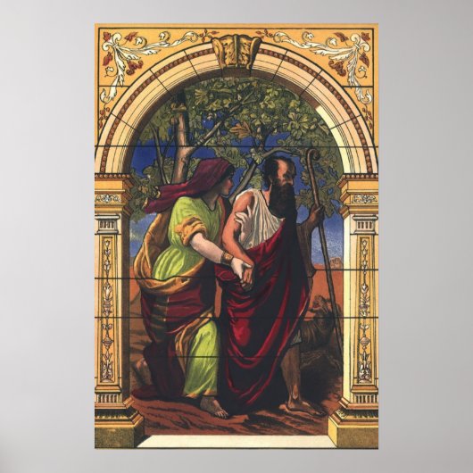 盲目のトビットと妻のアナ,ヴィンテージ宗教 ポスター (正面)