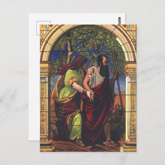 盲目のトビットと妻のアナ，ヴィンテージ宗教 ポストカード (正面/裏面)