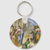 盲目の宗教芸術を癒すイエス・キリスト キーホルダー (正面)