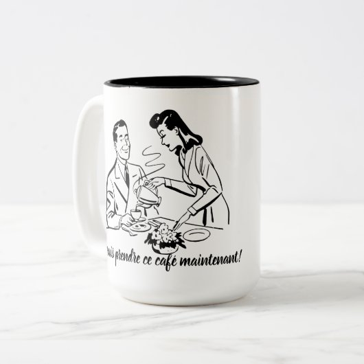 盲目的愛国主義の人-私はそのコーヒーを今取ります ツートーンマグカップ (正面左)