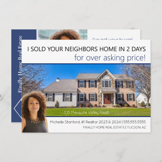 直売モダンプロフェッショナル不動産仲介業者はがき 招待状 (正面/裏面)