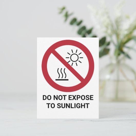 直射日光に当たらない、禁止サイン ポストカード (スタンド正面)