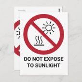 直射日光に当たらない、禁止サイン ポストカード (正面/裏面)