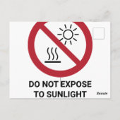 直射日光に当たらない、禁止サイン ポストカード (裏面)