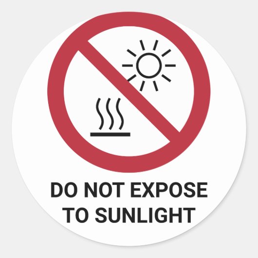 直射日光に当たらない、禁止サイン ラウンドシール (正面)