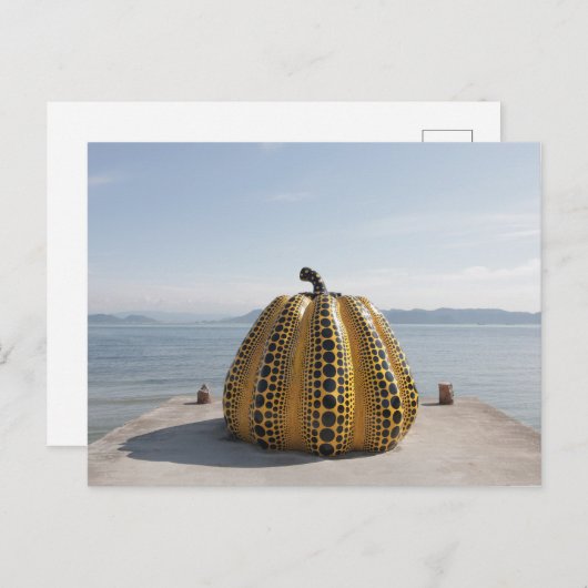 直島彌生草間彌生の黄色かぼちゃのはがき ポストカード (正面/裏面)