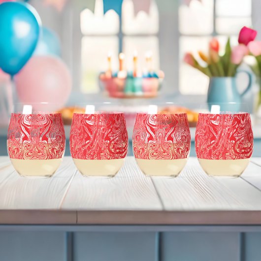 直径が配置され赤と白たストライプの背景 ステムなしワイングラス (インサイチュ (ベビーシャワー))