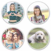 直径3.5インチの円形ファミリー写真4枚 シール (正面)
